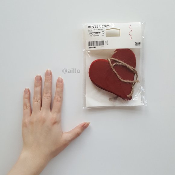 IKEA VINTER 2021 Garland, handmade heart-shaped, red, 2 yard - Picture 6 of 12